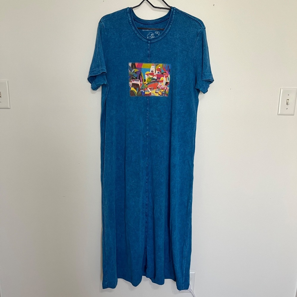 Michael Leu Collection Tee Shirt Maxi Dress Women's L  Art to Wear Statement